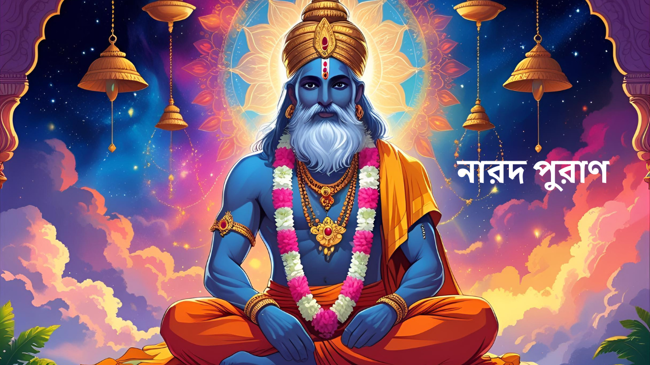 নারদ মুনি আধুনিক তরুণদের আত্মউন্নয়ন ও নৈতিকতা শেখাচ্ছেন, এক আধ্যাত্মিক পরিবেশে।