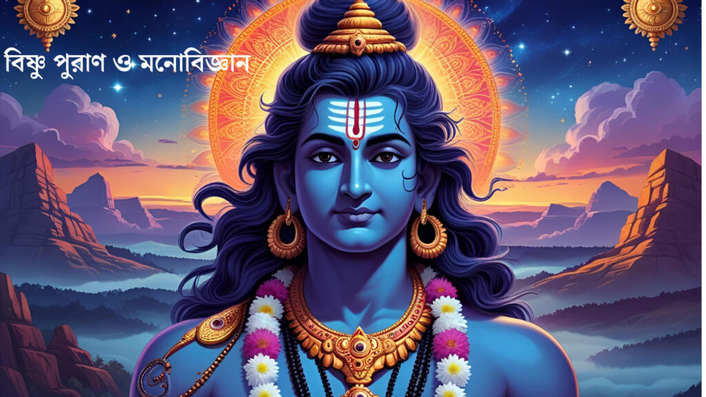 Lord Vishnu meditating in a cosmic universe, symbolizing inner peace, spirituality, and future guidance from Vishnu Puran.