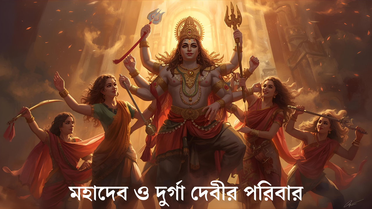 মহাদেব ও দুর্গা দেবী পরিবারসহ আশ্বিন মাসে আগমন নবদুর্গার নয়টি রূপ ও তাদের মনোবিজ্ঞান শিক্ষা দুর্গা পূজা বাংলা রচনা নীতিকথা সহ